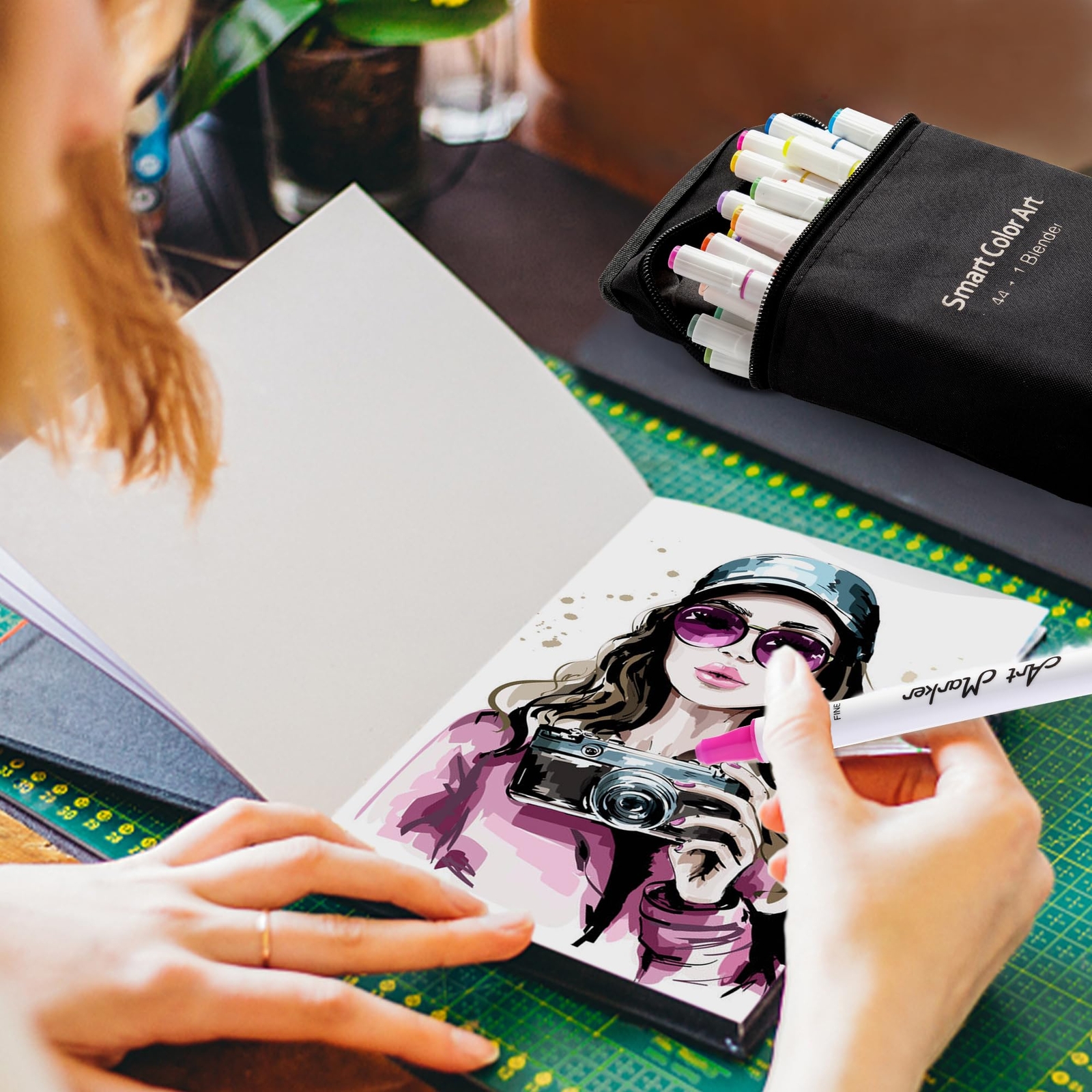 Smart Color Art Art Markers 44 Coloring Markers and 1 Blender 45 Pack Alcohol...