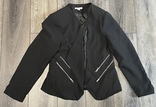 Roz Ali Blazer Lined Open Front Asymmetrical Size Large Stylish Classy