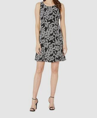 $541 Elliott Lauren Women's Black Check Point Printed Sleeveless Dress Size 6