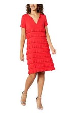 Colleen Lopez Empire Dress with Ruffle Tiers Red