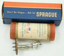 Vintage RARE Sprague Kemlite Electronic Flash Tube FA-104 Wafer Base 3 Pin