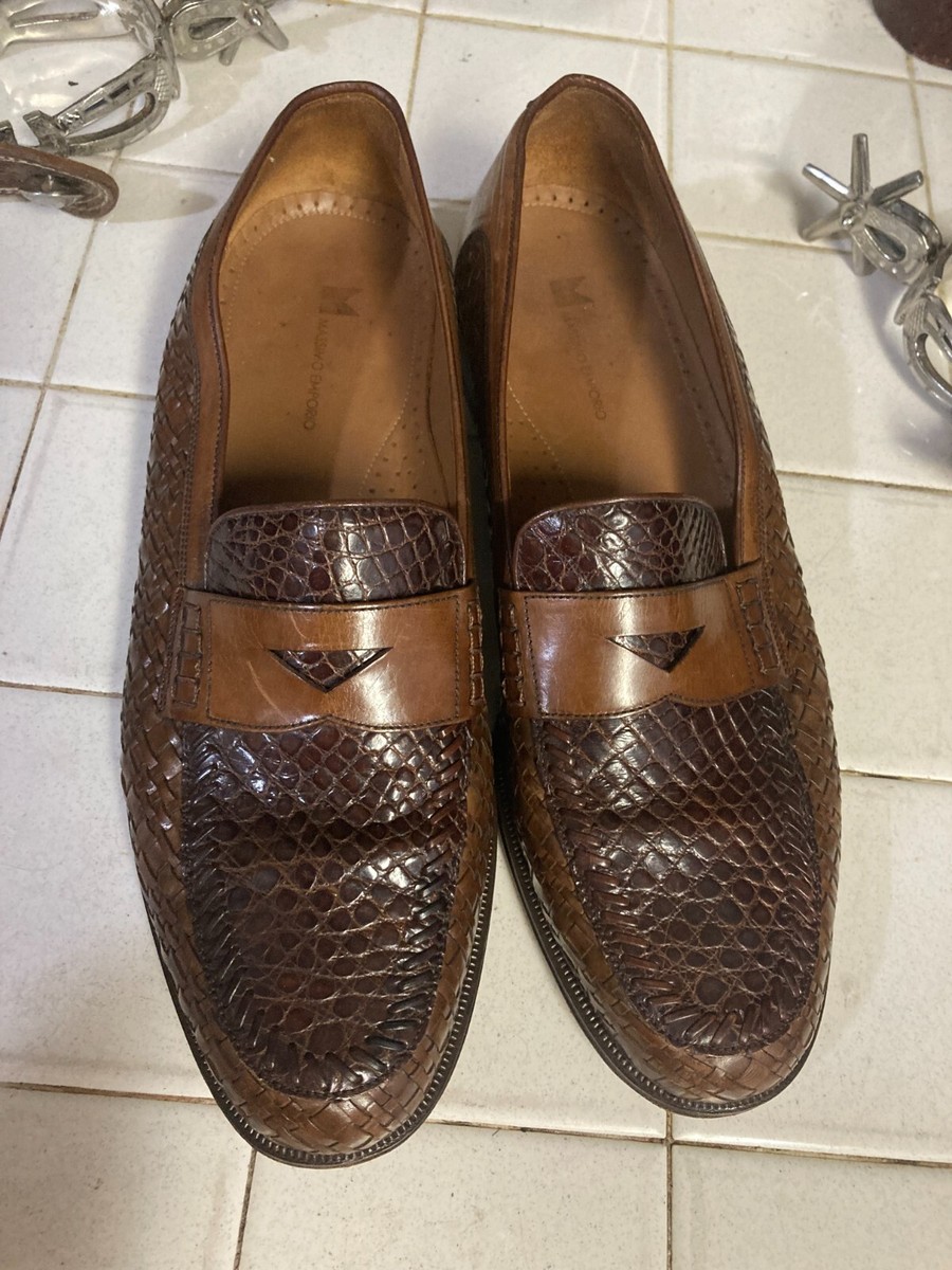 MASSIMO EMPORIO GENUINE BROWN WEAVE CROCODILE PENNY LOAFER  display picture 2