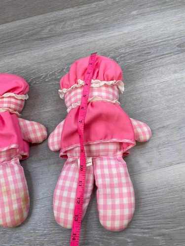Lot of 2 - Vintage 1975 Fisher Price Lolly Dolly Pink Gingham Rattle Doll - 14" - Picture 6 of 6