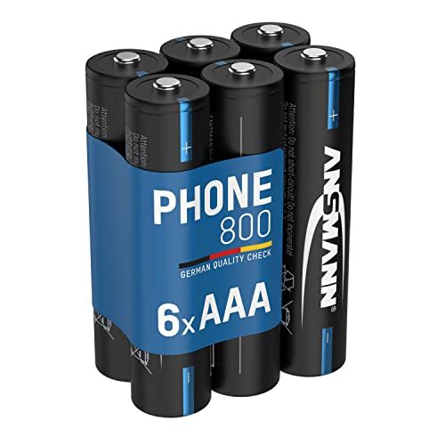 Ansmann Batteria per telefono AAA 800 mAh 6 pezzi NiMH 1 2 V   Phone DECT Micro