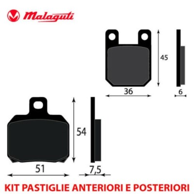 MALAGUTI DRAKON 50 NKD 2005 FRONT AND REAR BRAKE PAD KIT