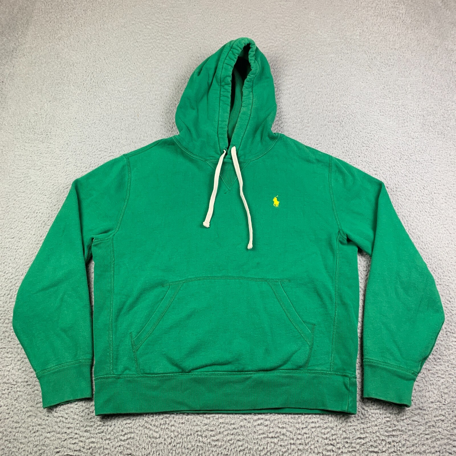 Polo Ralph Lauren Felpa con Cappuccio Uomo M Verde Coulisse Cappuccio Termico Preppy Pony