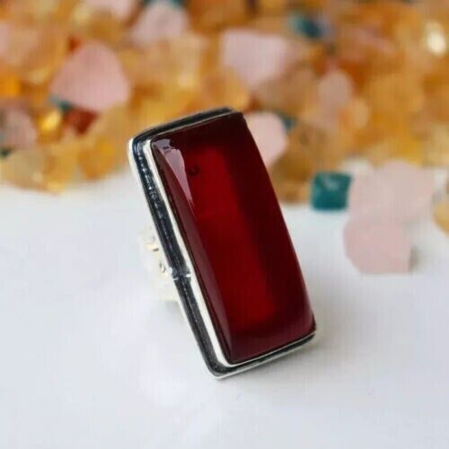Large Garnet Gemstone Ring 925 Sterling Silver Handmade Anniversary Ring NJ885 - Picture 8 of 11