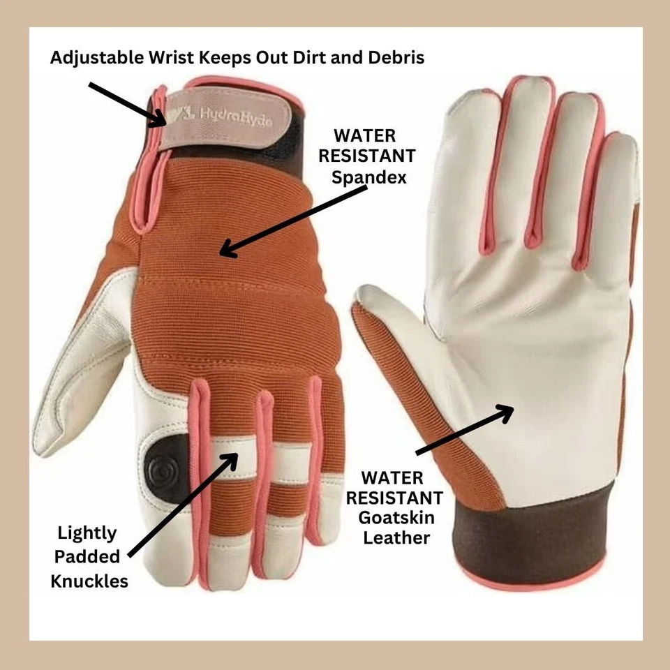 Wells Lamont Water Resistant HydraHyde Women's Leather Work Gloves 2 Pairs New - Image 2 of 4