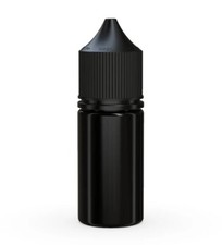 CHUBBY GORILLA 30ML STUBBY PET Bottles 100 pack OPAQUE BLACK BOTTLE/BLACK LID