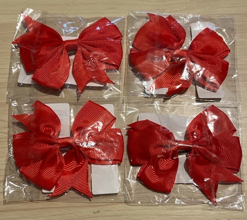 4pcs Girls hair bow clips alligator clips pair ribbon bow children girls 8cm - Picture 3 of 20