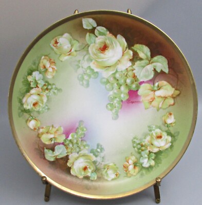 OEG Austria Luncheon Plate - Roses & Grape signed Raymond-Oscar & Edgar Gutherz