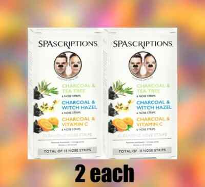 (2x) SpaScriptions Cleansing Nose Strips Charcoal & Tea Tree Witch Hazel & Vit C