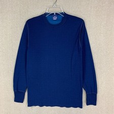 Duofold Thermal Wool Blend Shirt Size Medium Blue Crew Neck Long Sleeve