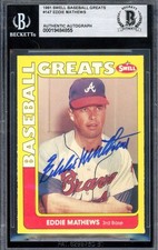 Eddie Mathews Beckett BAS Signed 1991 Swell Autograph