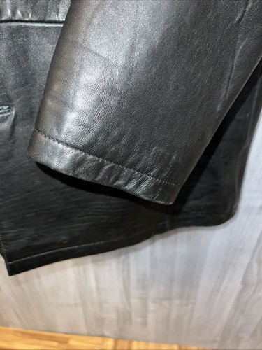 VTG Men’s Wilson Pelle Studio 90s Y2K Long Soft Black Leather Jacket XL Lined - Picture 7 of 20