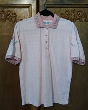 VTG Golf Top WOMENS Medium Pink USA Made Embroidered Lilys of Beverly Hills