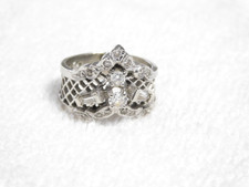 Antique Filigree Sterling Silver Cubic Zirconia Stone Ring R1181
