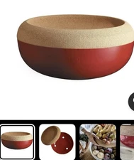 Emile Henry Made In France Large Food Storage Bowl, 14.1-Inch Burgundy Reds NEW