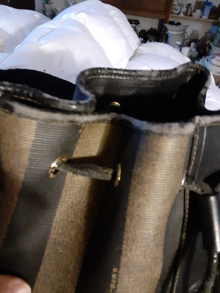 Vtg Fendi Coated Canvas Stripe Bucket Bag/Flaw - Image 4 of 4