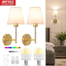 2x Battery Operated LED Wall Lights Indoor RGB Dimmable Wall Sconces LED Bulbs