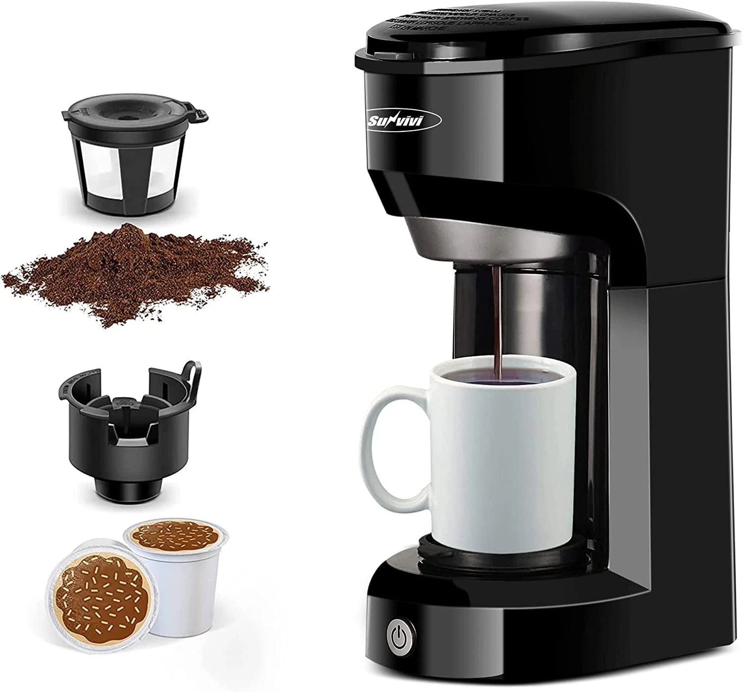 Coffee Maker, Single Serve Brewer for Single Cup, One Cup Coffee Maker With P...