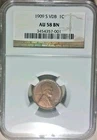 1909-S VDB Lincoln Wheat Cent 1C NGC AU58BN Key Date