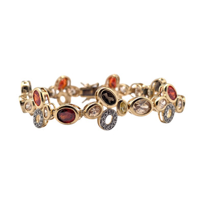 R.SIMONS STERLING SILVER GOLD PLATED MULTI-GEMSTONE 7 1/4'' BRACELET 22.2GR #4160
