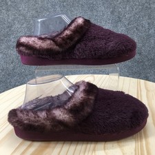 Cuddl Duds Slippers Womens 7-8 M Purple Faux Fur Slip On Cozy Indoor Flats