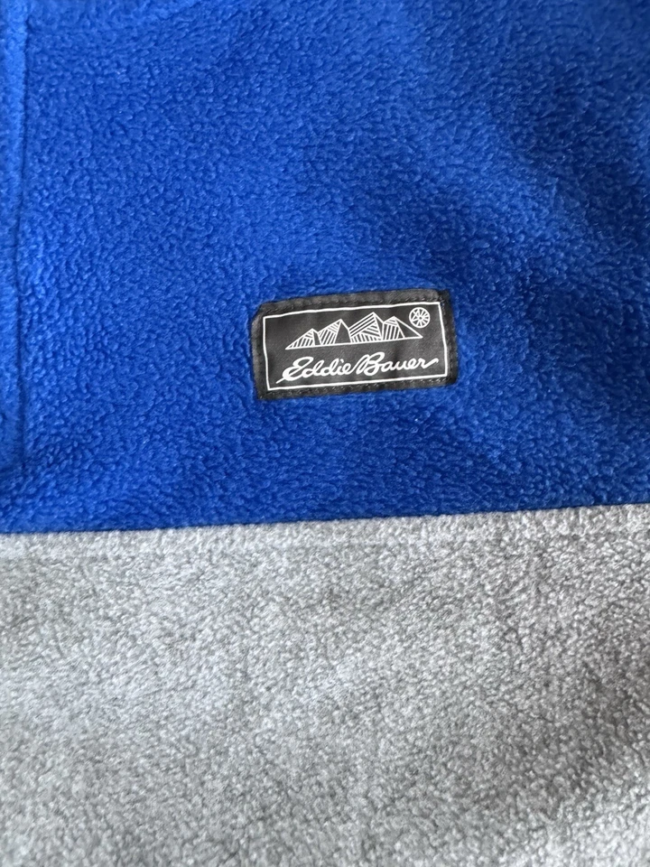 Pullover Eddie Bauer de lana para niños jóvenes 1/4 cremallera talla 14/16 azul - gris usado en excelente estado Foto 4 de 4