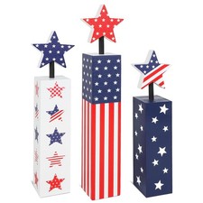 4Th of July Decorations Set, Red White Blue Decor, Wooden Patriotic Memorial Day