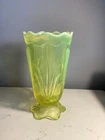 AUTHENTIC VINTAGE FENTON YELLOW URANIUM CACTUS PATTERN GLASS HUGE VASE NO RES