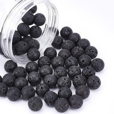 NBEADS 1 Box About 60 Pcs 12mm Natural Lava 12mm, 60pcs--Black--12mm Round