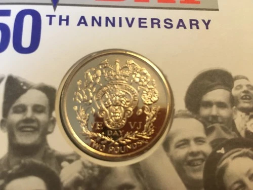 ISLE OF MAN STAMPS MERCURY COIN FIRST DAY COVER 1995 V E DAY £2 MINT COIN