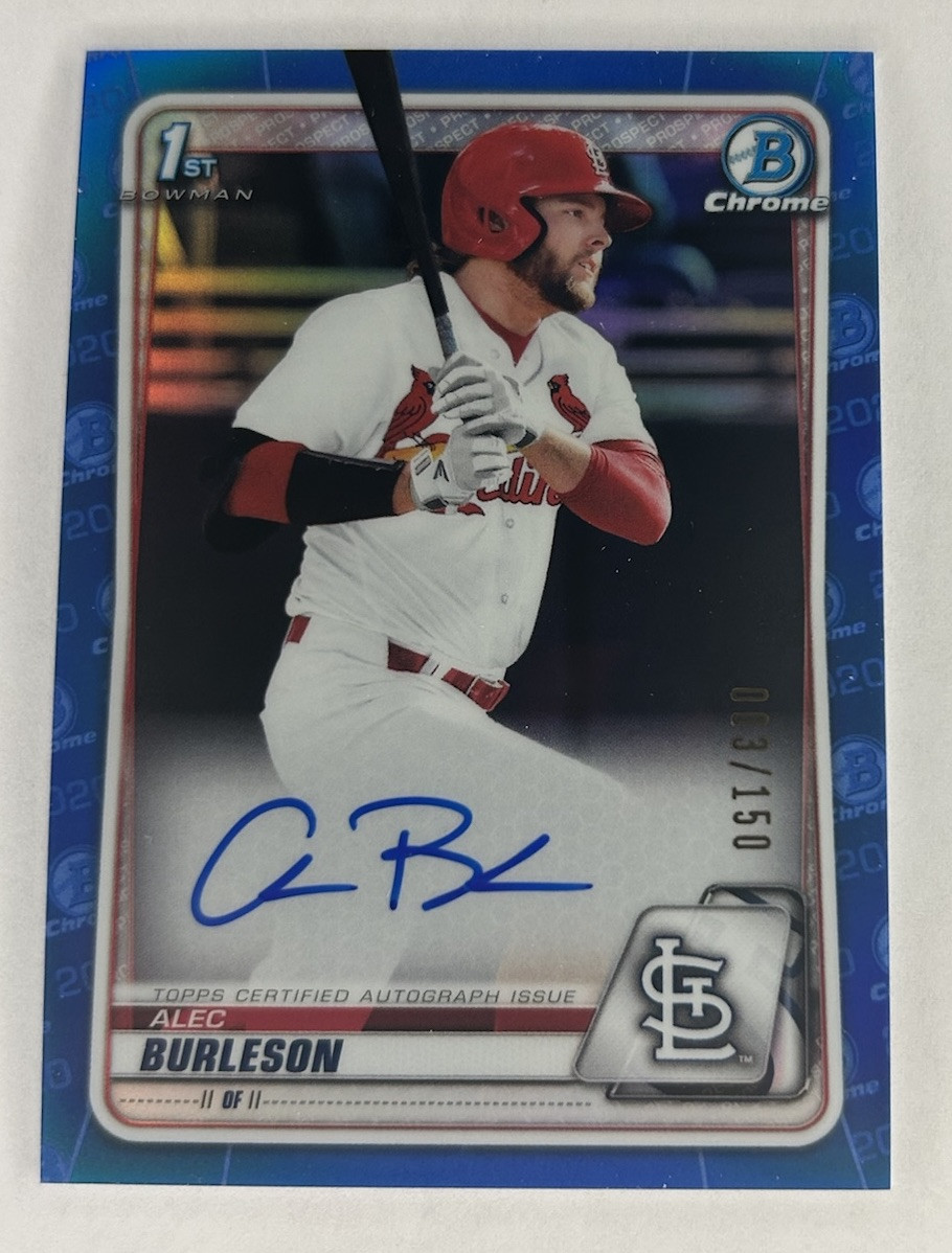 2020 Bowman Draft Chrome Picks Blue Refractor /150 Alec Burleson #CDA-AB Auto