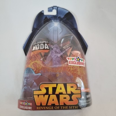 STAR WARS Revenge of the Sith HOLOGRAPHIC YODA (TRU Exclusive) MOC ROTS Hasbro