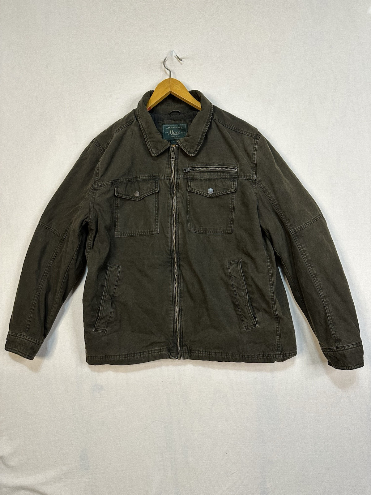 GH Bass & Co XL Men’s Brown Quilted Coat Chore Barn Rugged Distressed