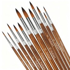 12Pcs Artist Paint Brushes Set Professional Brush Wooden Oil Acrylic Watercolour