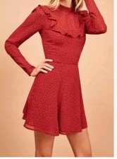 Reformation Spark Red Polka Dot Rufgle Mini Dress - Size 4