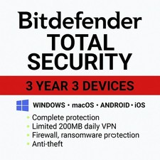 Bitdefender Total Security - 3 Years 3 Devices  Daily VPN
