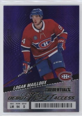2024-25 Credentials Debut Ticket Access Purple 9/10 Logan Mailloux Rookie RC d4e