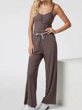 VUORI  XS POSE HENLEY RIBBED CHOCOLATE JUMPSUIT INFLUENCER FAVORITE