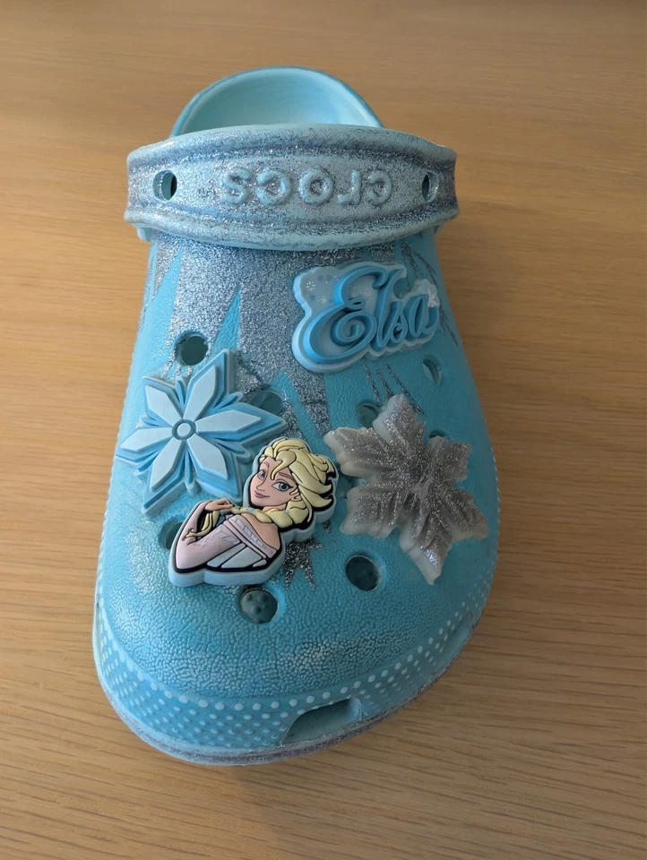 Disney Frozen Crocs Clogs Kids Size 13 – Elsa & Olaf Blue Glitter - Image 3 of 4
