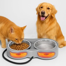 Pet Heated Bowl for Cat Dog, Freeze-Proof Warming Animal Food Feeder with Ant...