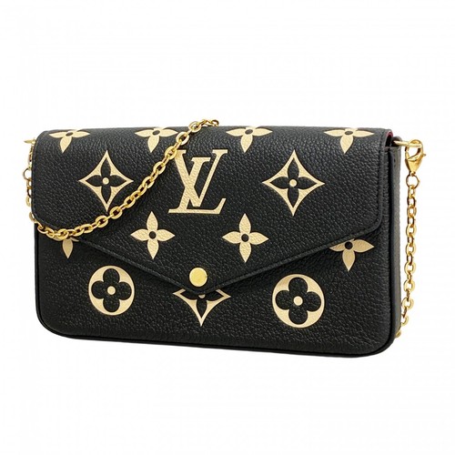Louis Vuitton Shoulder Wallet Monogram Empreinte Pochette Felicie M80482 Black