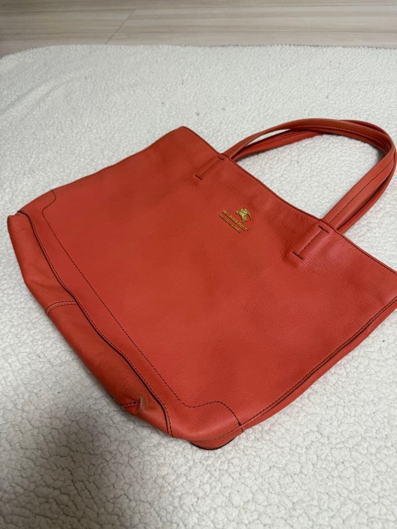 Burberry Blue Label Orange Leather Tote Bag Gold Logo Handbag Shoulder Bag New thumbnail 3