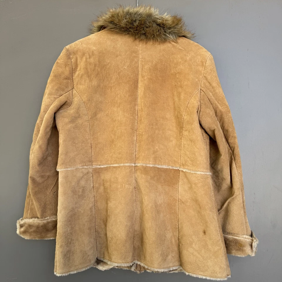 Chaqueta vintage St John’s Bay para mujer beige marrón piel de oveja forrada de piel sintética Foto 2 de 4