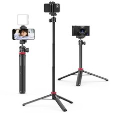 MT-44 Extendable Phone Tripod, 59" Selfie Stick Vlog Stand with 2 in 1 BLACK