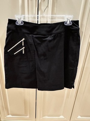 Jamie Sadock Stretch Hybrid 18'' Golf Skort - Black -  zipper accents - size 10