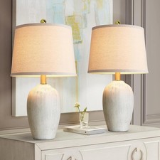 21'' Set of 2 Rustic Ceramic Small Table Lamps for Living Room Bedroom