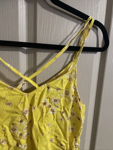 LILY LOVES YELLOW DAISY PRINT VISCOSE STRAPPY SLEEVELESS TANK TOP CAMI SIZE 12 - Picture 8 of 13